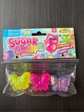 VIRAL Sugar Swaps Triplets Butterfly Squeezable Toys - Yellow, Pink & Purple